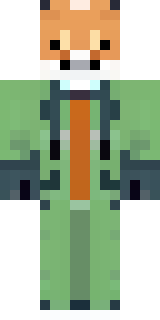 an anthropomorphic fox in a green explorer jacket