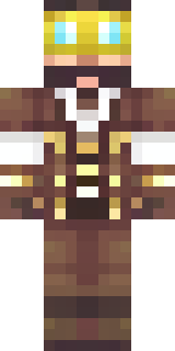 a steampunk inventor in a brown leather coat and brass goggles