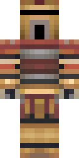 a gladiator in bronze arm guards and a red-plumed helmet