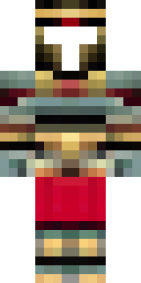 a gladiator in bronze arm guards and a red-plumed helmet