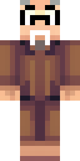 a friendly villager librarian in brown robes with glasses