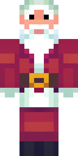 a jolly Santa in a red suit with a white beard and sack