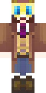 a steampunk inventor in a brown leather coat and brass goggles