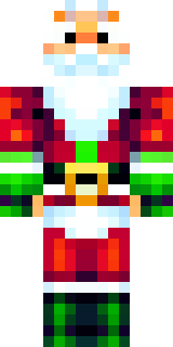 a jolly Santa in a red suit with a white beard and sack