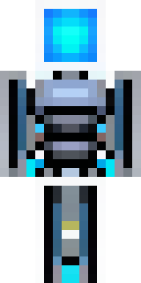 a chrome android with glowing blue eyes and exposed joints