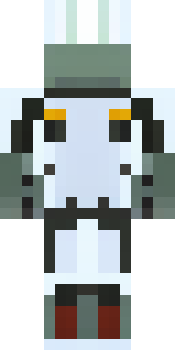 a mecha pilot in a white flight suit with a segmented helmet