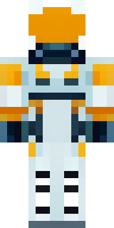 a mecha pilot in a white flight suit with a segmented helmet