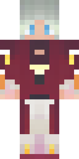 a fire mage in crimson robes with burning orange sleeves