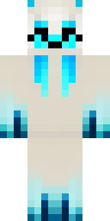 a snow fox spirit in white fur with blue markings