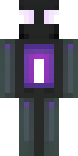 an enderman-inspired figure, tall and black with purple eyes