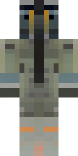 a battle-worn pilot in orange plating with scorch marks