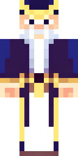 an old wizard in a starry midnight-blue robe and pointed hat