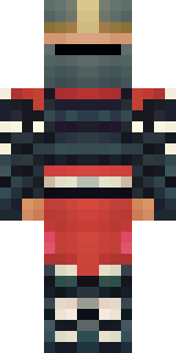 a samurai in red lacquered armor with a horned helmet
