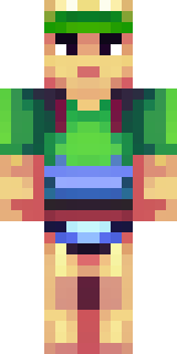 a farmer villager in a straw hat with a green apron