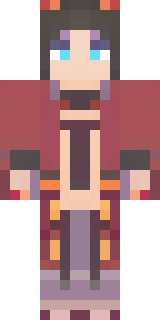 a fire mage in crimson robes with burning orange sleeves