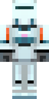 a mecha pilot in a white flight suit with a segmented helmet