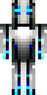 a chrome android with glowing blue eyes and exposed joints