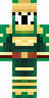 a jade samurai in green and gold ceremonial armor