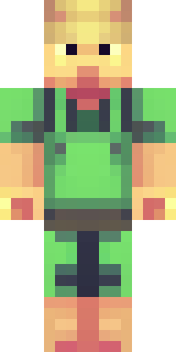 a farmer villager in a straw hat with a green apron