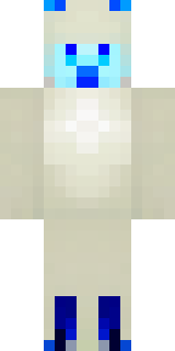 a snow fox spirit in white fur with blue markings