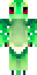 a dragon hybrid with green scales, horns and a spined tail