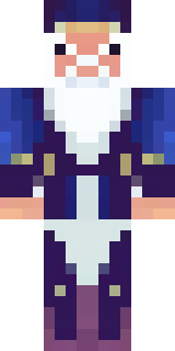 an old wizard in a starry midnight-blue robe and pointed hat