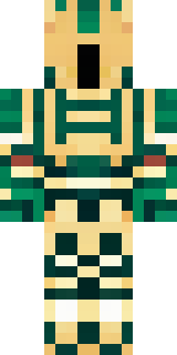 a jade samurai in green and gold ceremonial armor