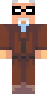 a friendly villager librarian in brown robes with glasses