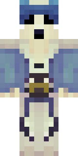 a ghostly pirate with pale skin and a tattered blue coat