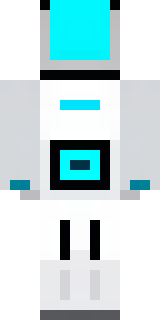 a sleek white service robot with a single cyan sensor