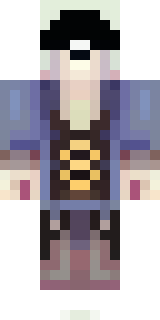 a ghostly pirate with pale skin and a tattered blue coat