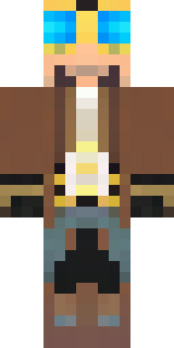 a steampunk inventor in a brown leather coat and brass goggles