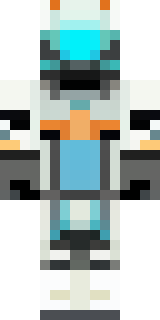 a mecha pilot in a white flight suit with a segmented helmet