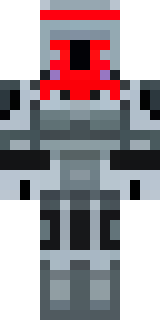 a chrome-armed enforcer in dark tactical gear with red optics