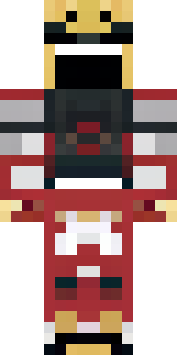 a samurai in red lacquered armor with a horned helmet