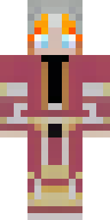 a fire mage in crimson robes with burning orange sleeves
