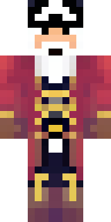 a pirate captain in a long red coat and tricorn hat