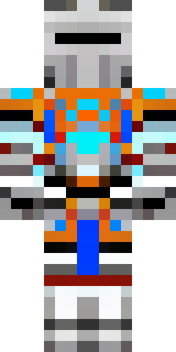 a knight in polished silver plate armor with a blue tabard