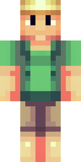 a farmer villager in a straw hat with a green apron