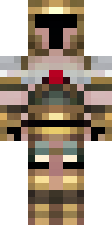 a gladiator in bronze arm guards and a red-plumed helmet