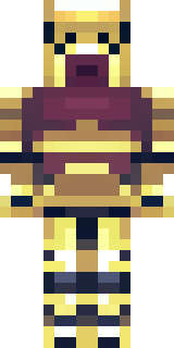 a piglin brute in gold armor with a snout and tusks
