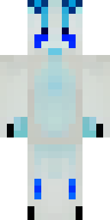 a snow fox spirit in white fur with blue markings