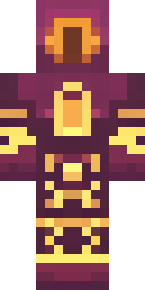 a nether hunter in crimson hide with glowing gold trim