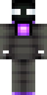 an enderman-inspired figure, tall and black with purple eyes