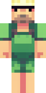 a farmer villager in a straw hat with a green apron