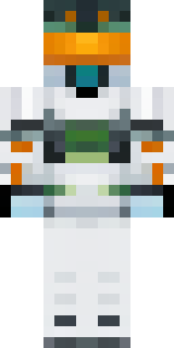 a mecha pilot in a white flight suit with a segmented helmet