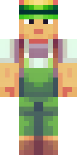 a farmer villager in a straw hat with a green apron