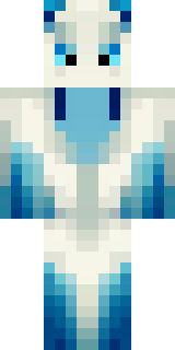 a snow fox spirit in white fur with blue markings