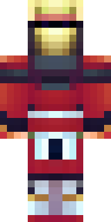 a samurai in red lacquered armor with a horned helmet
