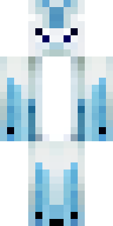 a snow fox spirit in white fur with blue markings